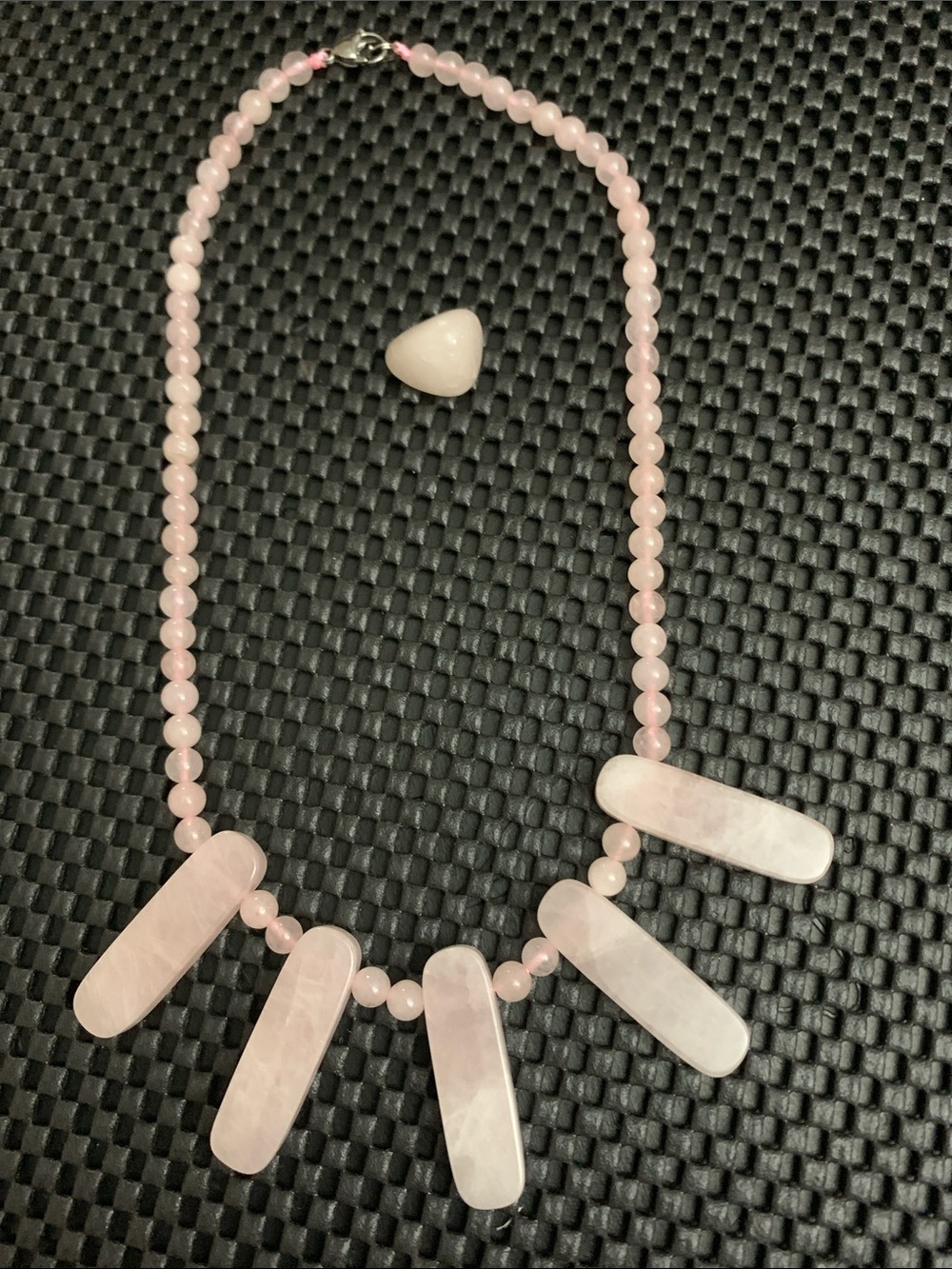 Rose Quartz Beaded Statement Necklace - Pink